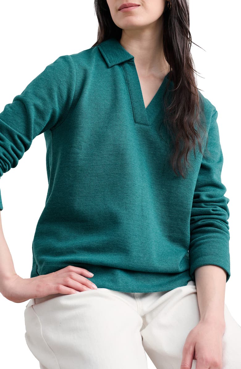 Seasalt Cornwall Clear Wing Organic Cotton Johnny Collar Sweatshirt, Main, color, Melange Emulsion