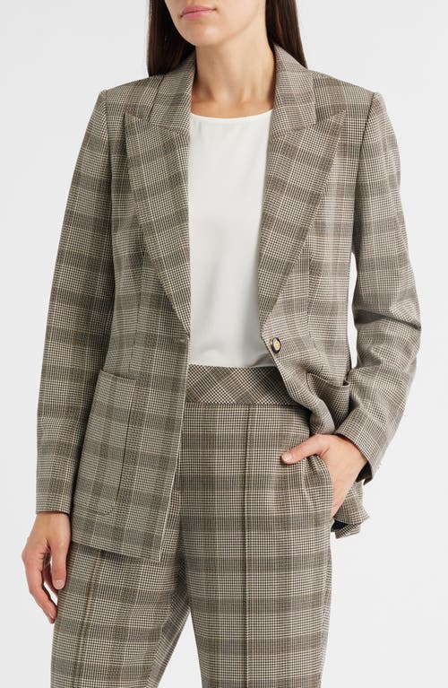 Elie Tahari The Elodie Check Print Blazer In Brown