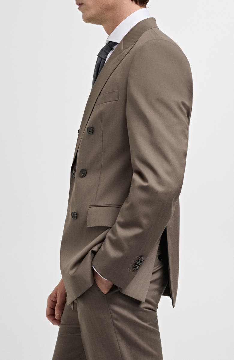 MANGO Double Breasted Virgin Wool Herringbone Blazer, Alternate, color, 