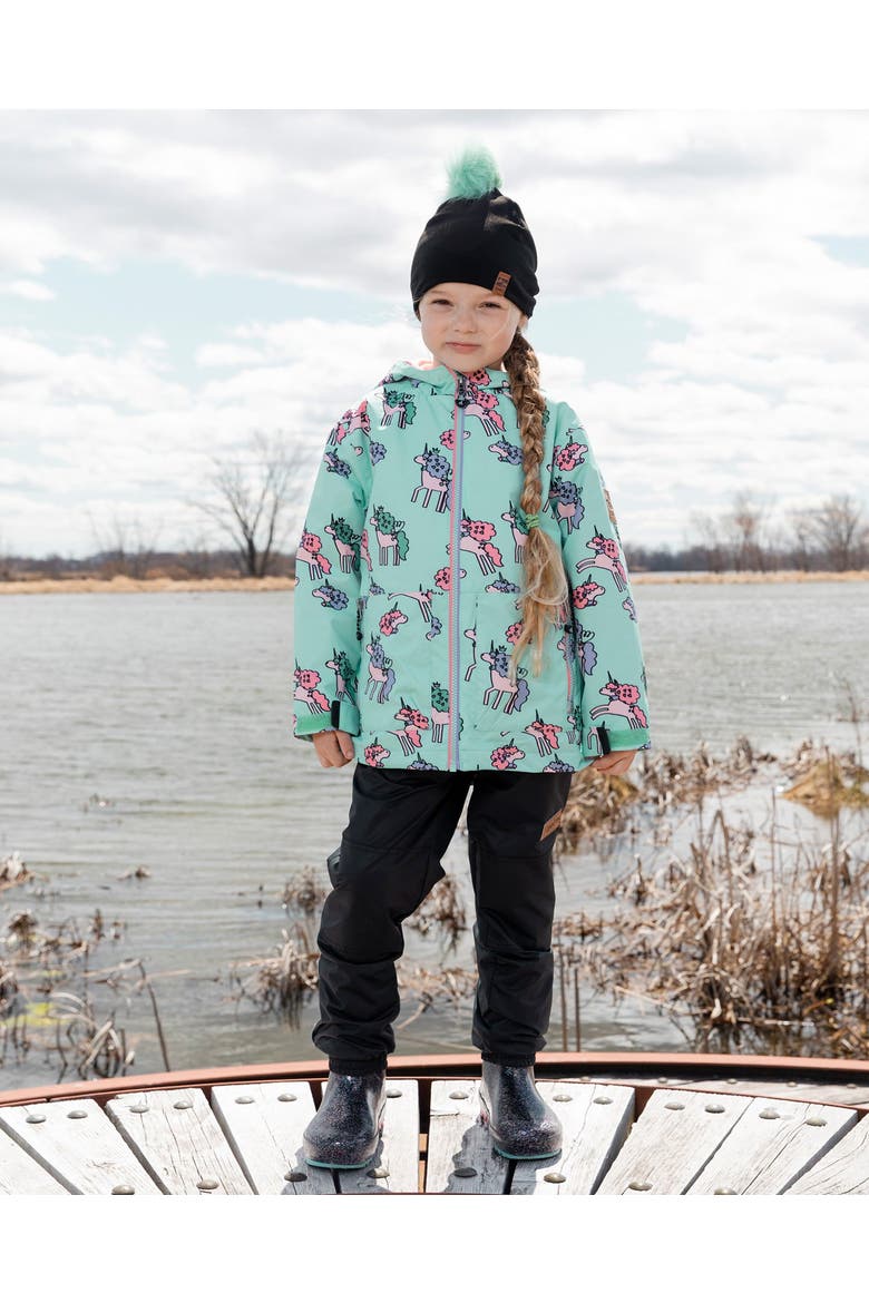 3-in-1 Two-Piece Mid-Season Outerwear with Solid Pants Set, Alternate, color, Blue Unicorn Print