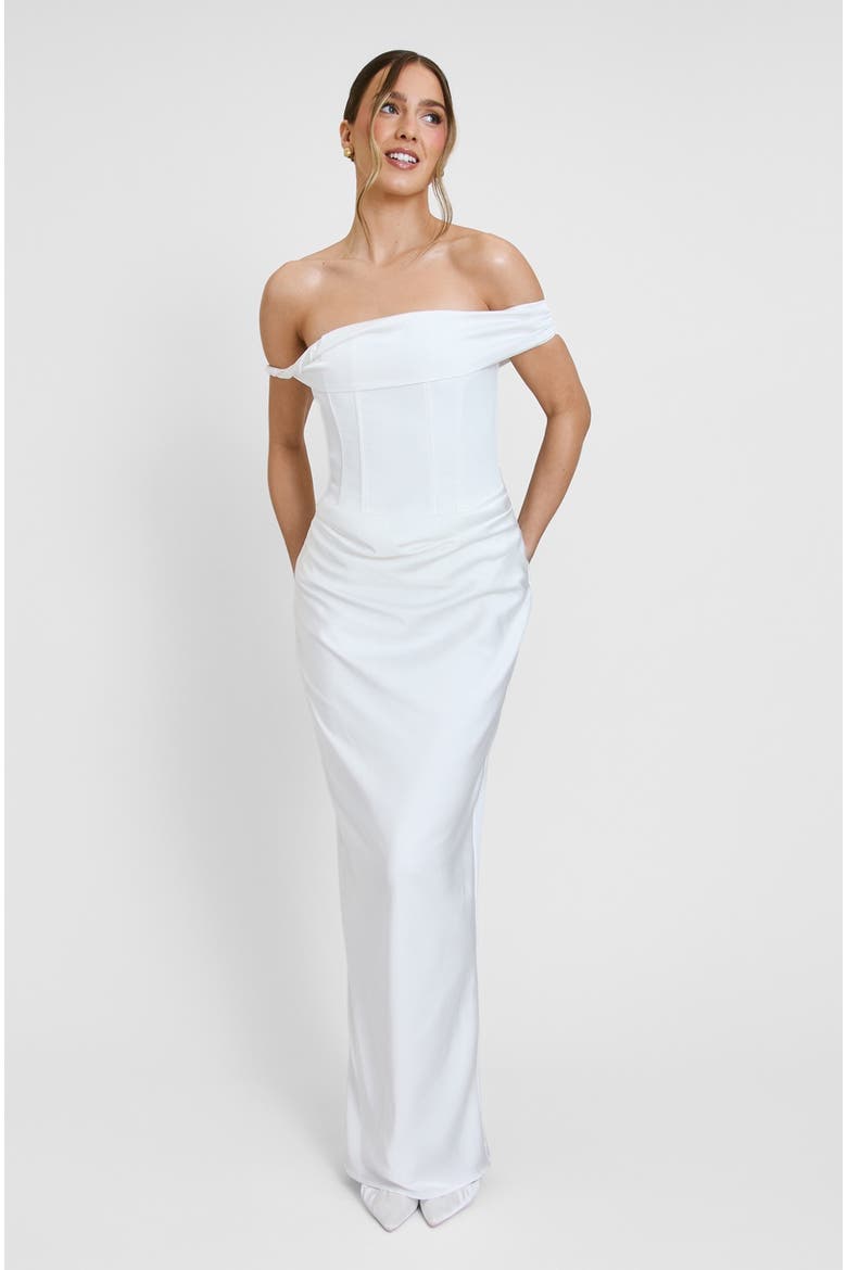 Twist Strap Corset Maxi Dress, Main, color, White