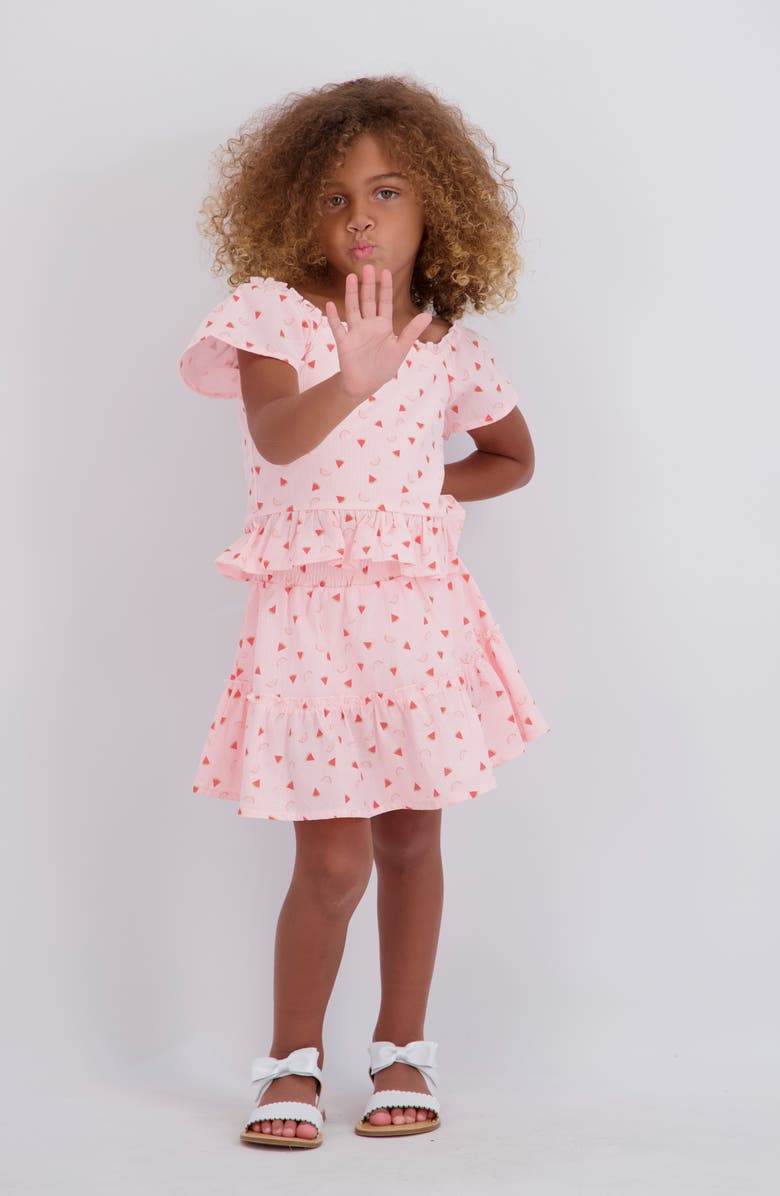 Andy & Evan Smocked Top & Skort Set, Alternate, color, Pkt- Pink Watermelon