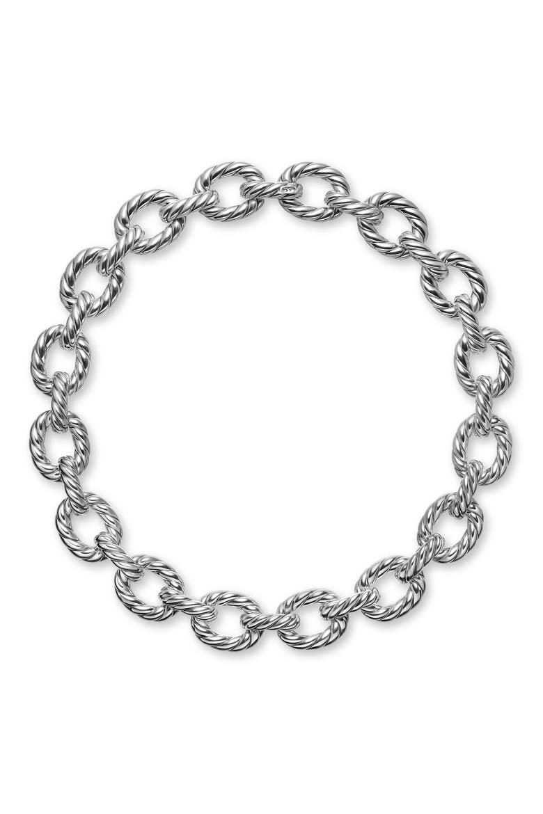 Sculpted Cable Oval Link Necklace, Main, color, SILVER