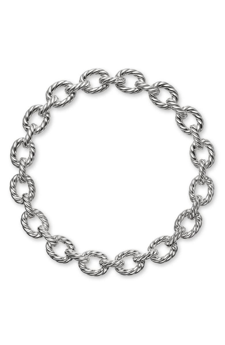 David Yurman Sculpted Cable Oval Link Necklace, Main, color, Silver