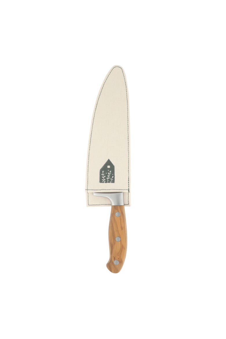 German Steel Chef Knife W/ Italian Olive Wood Forged Handle, Main, color, Natural Wood