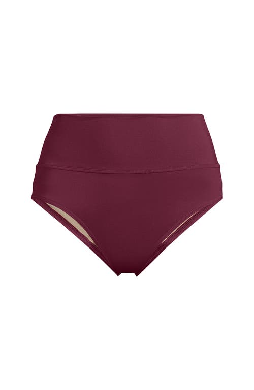 Lands' End Chlorine Resistant Pinchless High Waisted Bikini Bottoms In Burgundy