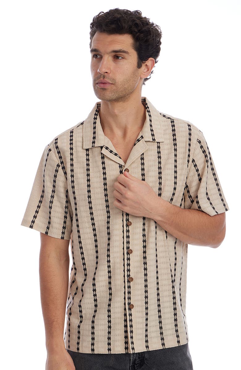 PX Chain Stitch Camp Shirt, Alternate, color, Almond Milk