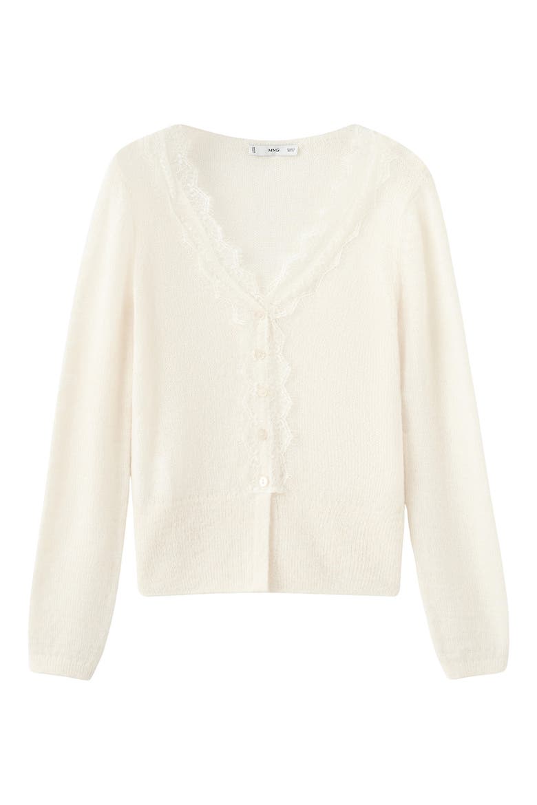 Lace Trim V-Neck Cardigan, Main, color, ECRU