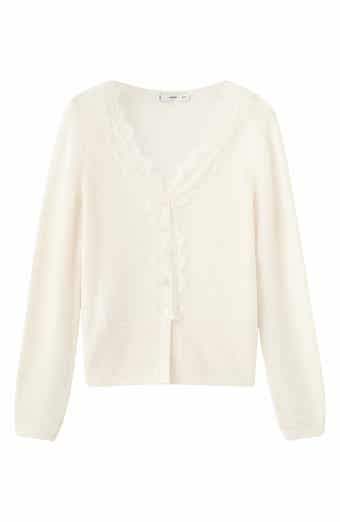 Lace Trim V-Neck Cardigan