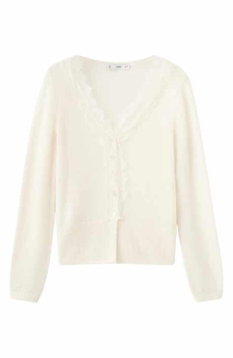 Lace Trim V-Neck Cardigan