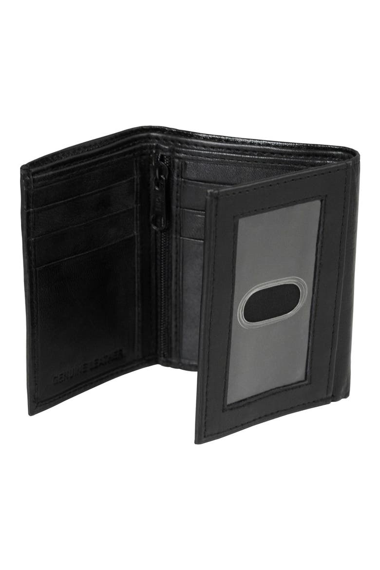 'Oxford' Monogram Leather Trifold Wallet, Alternate, color, BLACK - BLANK