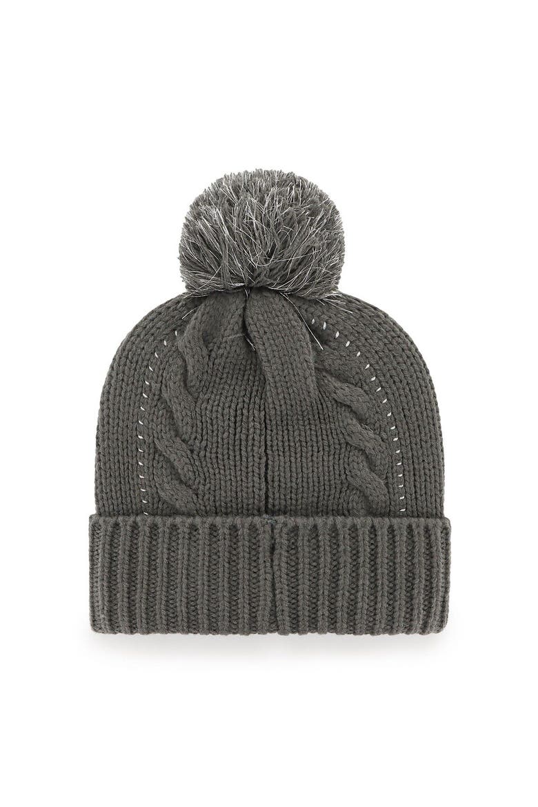 Women's '47 Pewter Tampa Bay Buccaneers Bauble Cuffed Knit Hat with Pom, Alternate, color, Graphite