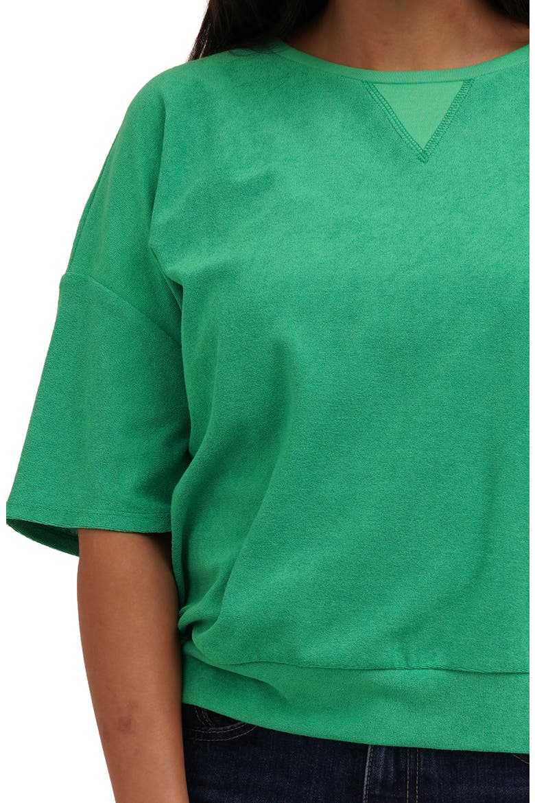 Terry V-Insert Short Sleeve Top, Alternate, color, GREEN