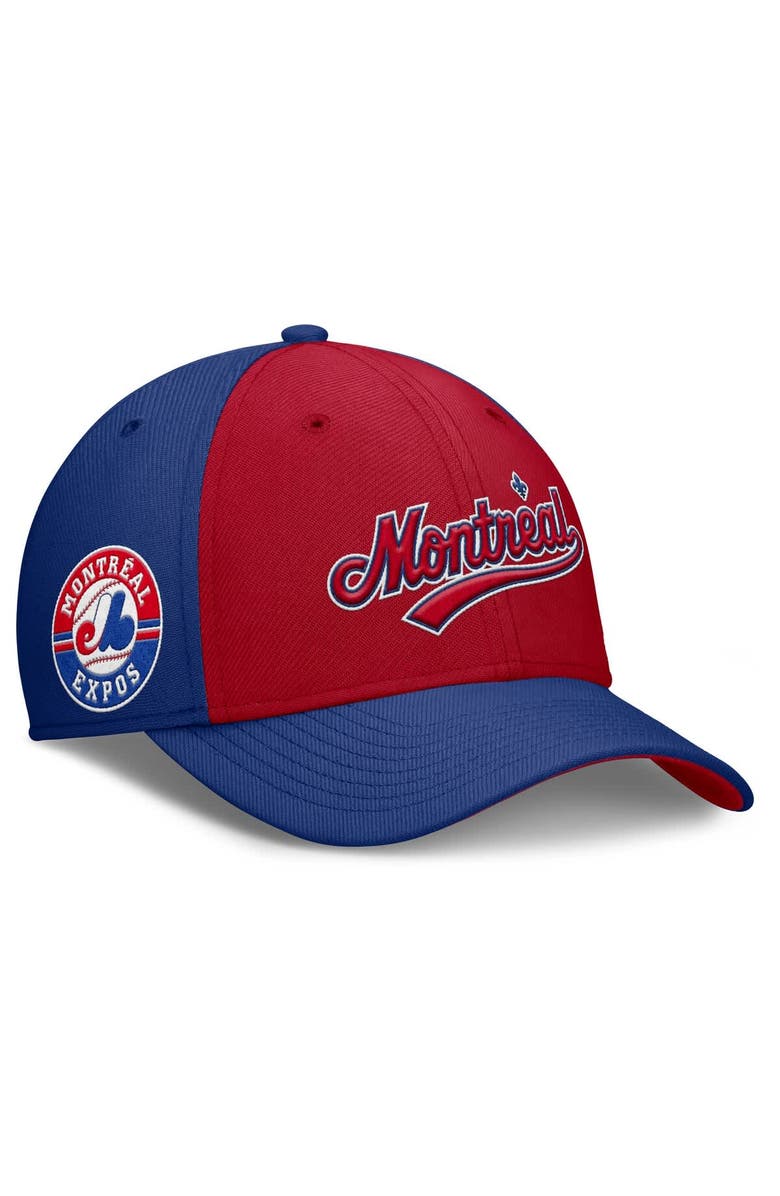 Nike Men's Nike Blue/Red Montreal Expos Rise Swoosh Performance Flex Hat, Alternate, color, 