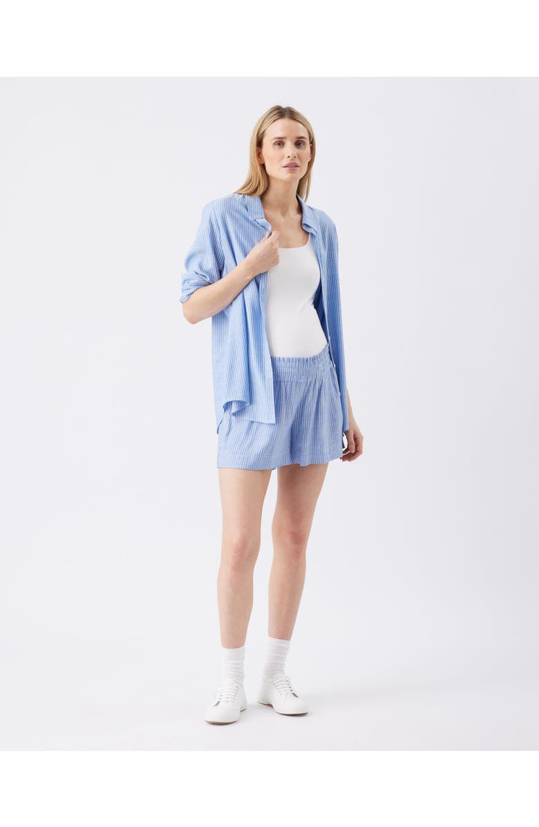 Ripe Maternity Abby Stripe Short, Main, color, Blue / White