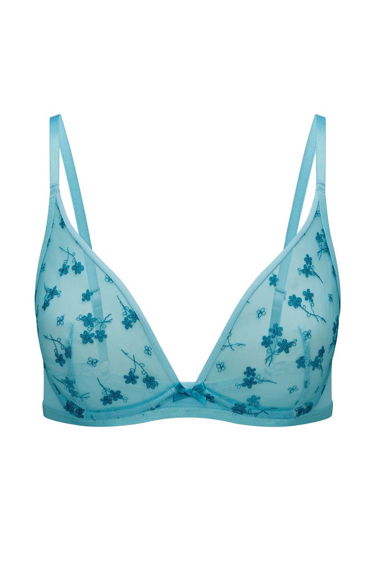 Clementin Unlined Plunge Bra, Alternate, color, Medium blue