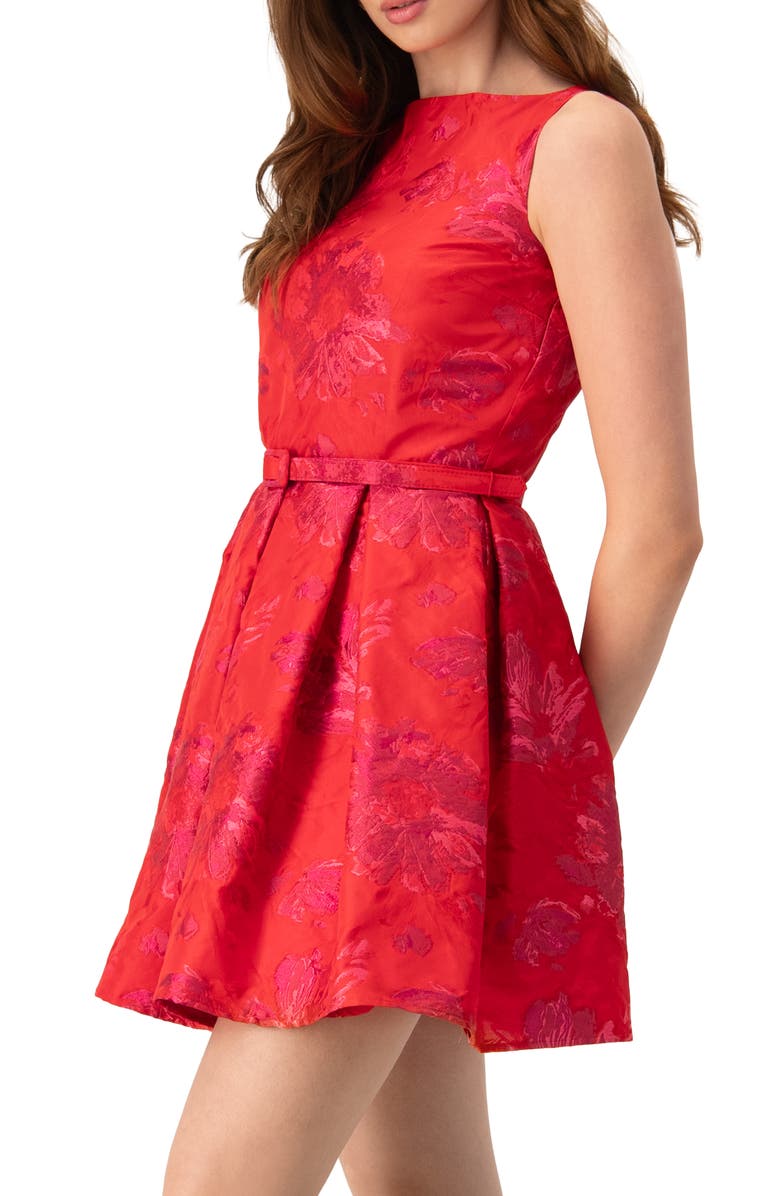 IVONNE Sleeveless Midi Dress with Round Neck, Alternate, color, Red