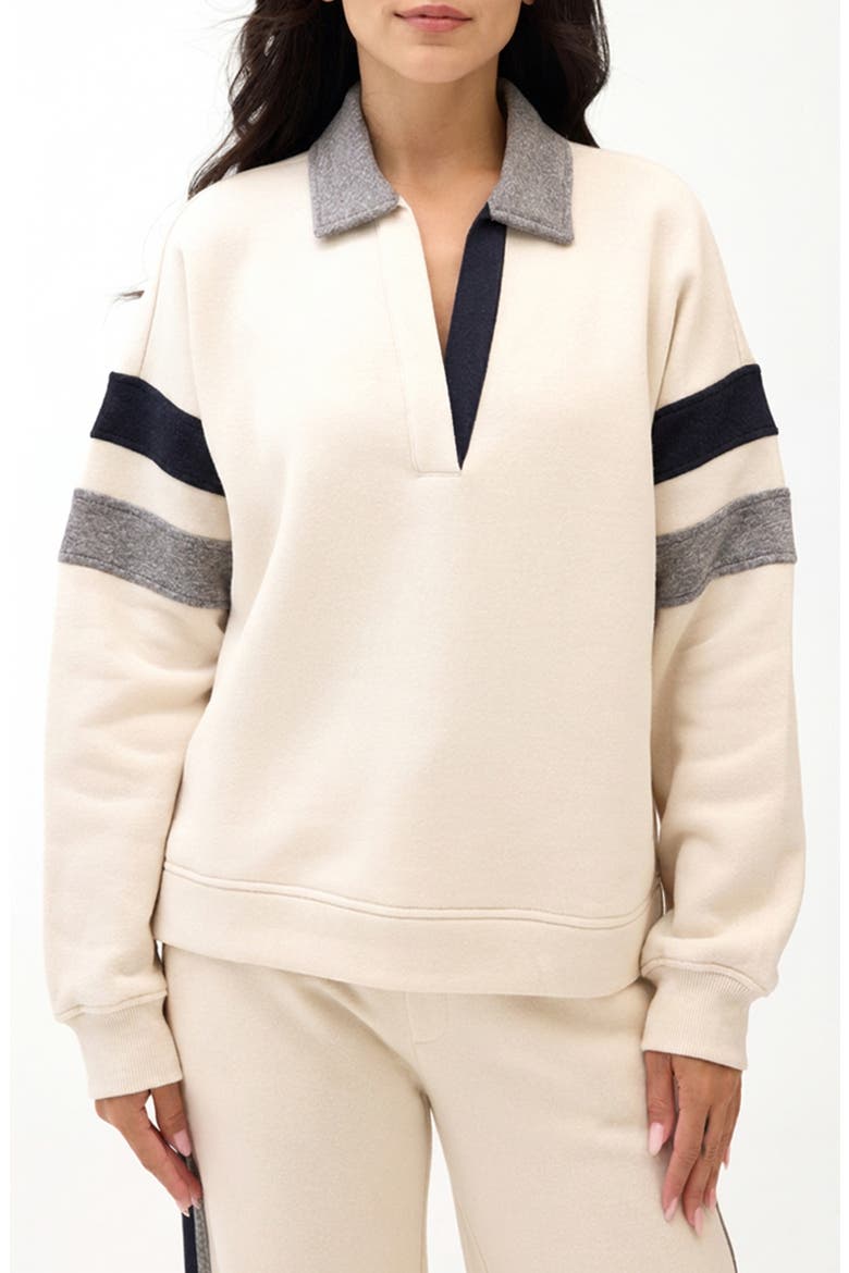 Lourdes Colorblock Fleece Sweatshirt, Main, color, TAPIOCA/ HEATHER GREY
