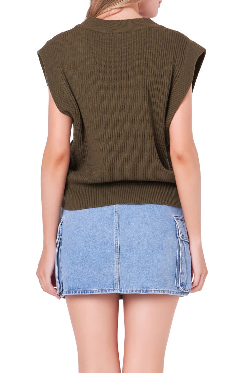 English Factory Throw On Sweater Vest, Alternate, color, Olive