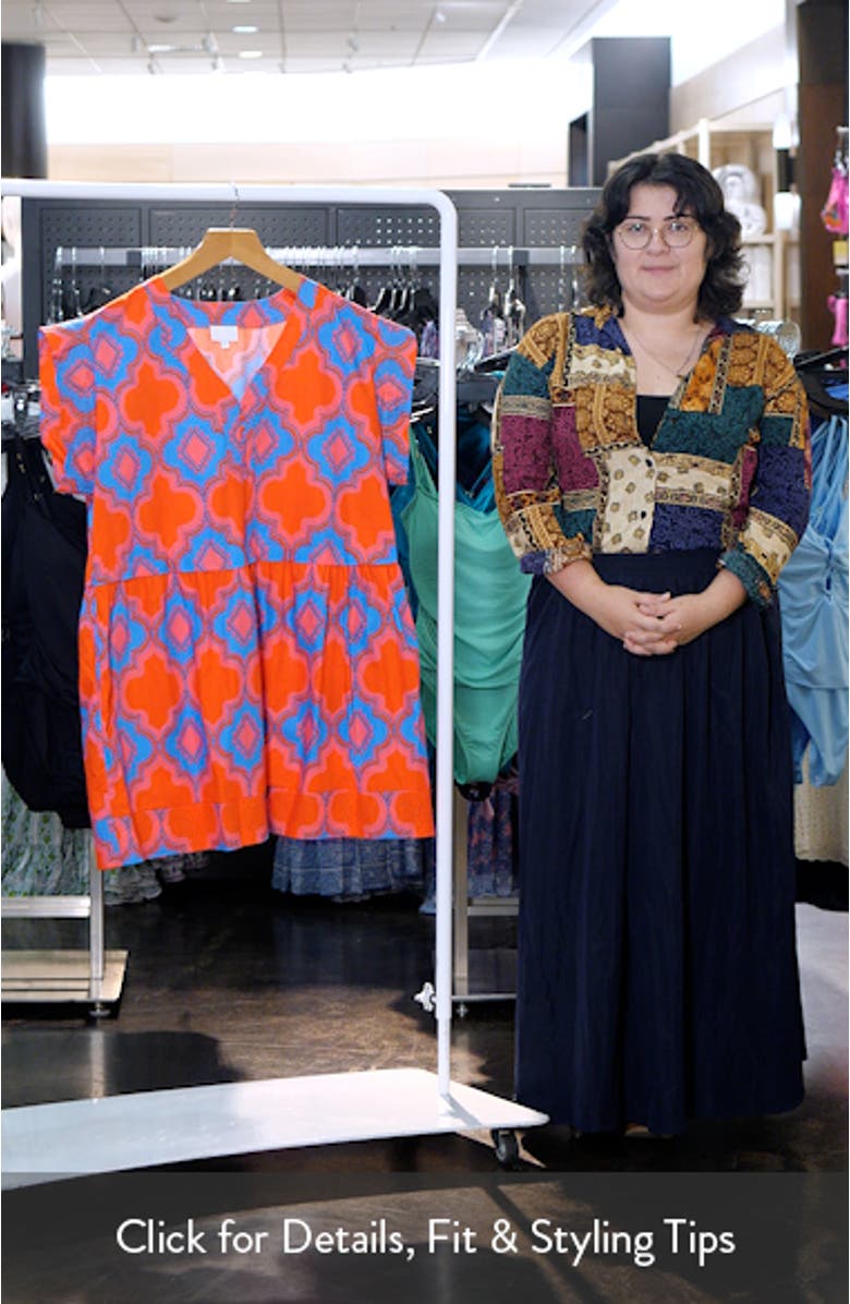 Devany Jolene Abstract Print Cotton Trapeze Dress, sales video thumbnail