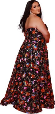 Johnathan Kayne for Sydney's Closet Strapless Sweetheart Neckline Plus Size A-Line Evening Gown