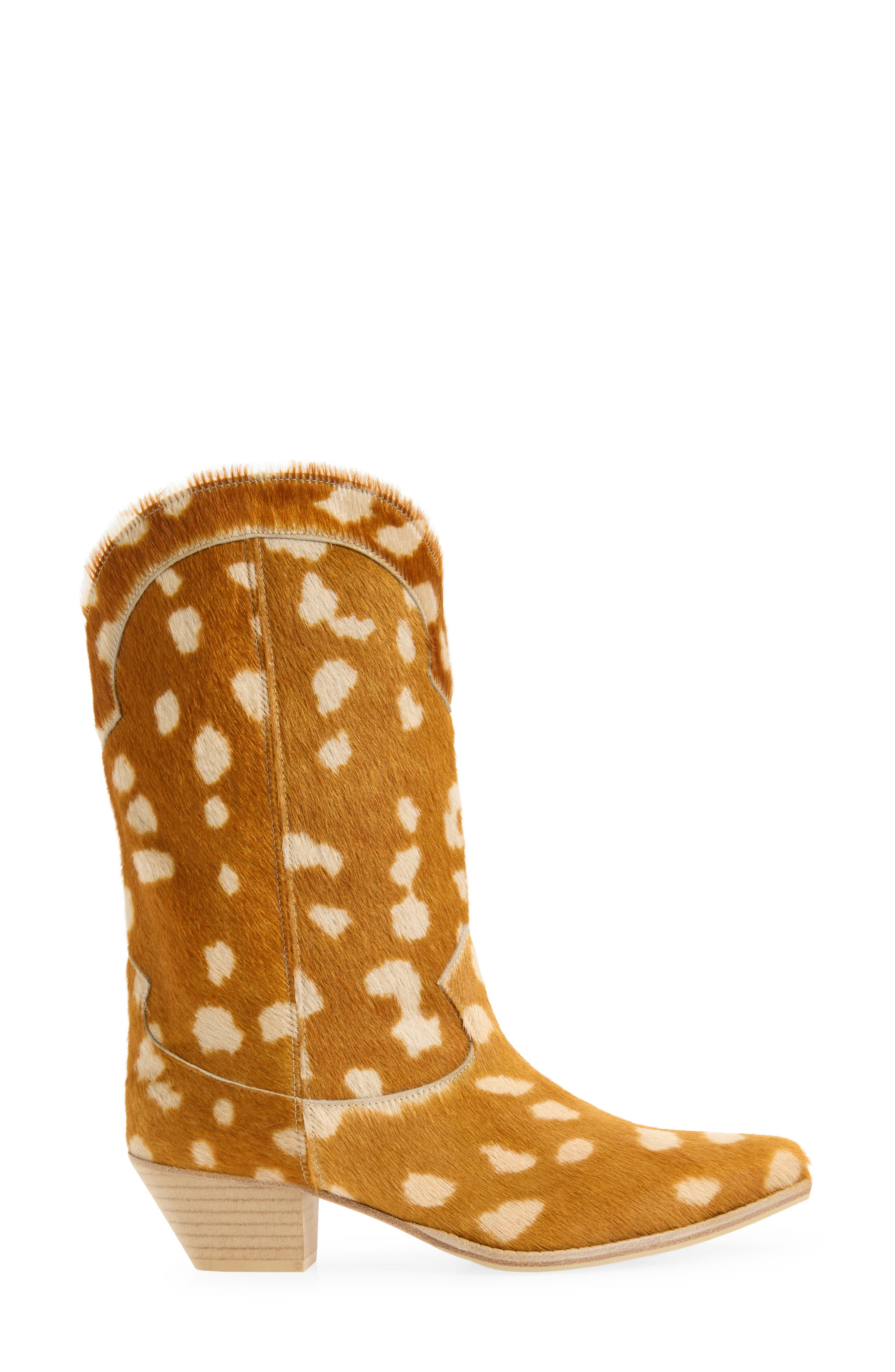 Western Mid Shaft Boot, Alternate, color, SPOTTED HAIRCALF