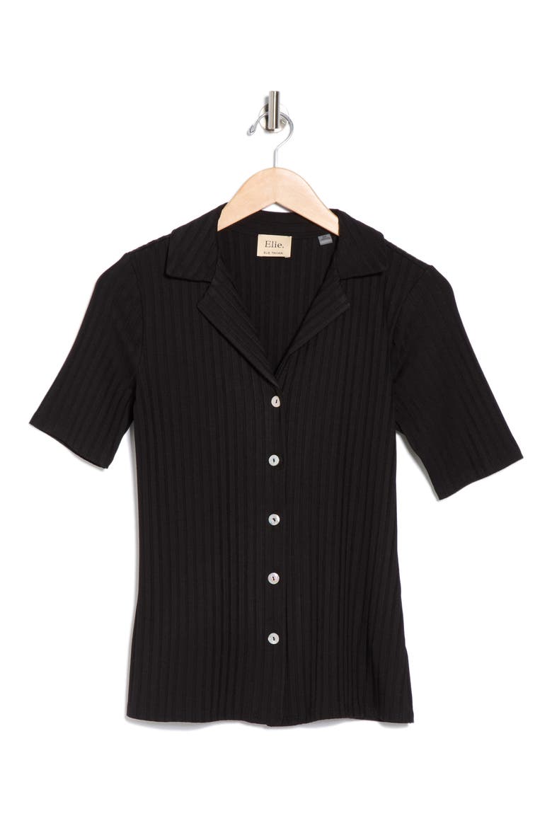 Textured Stripe Short Sleeve Button-Up Shirt, Alternate, color, BLACK