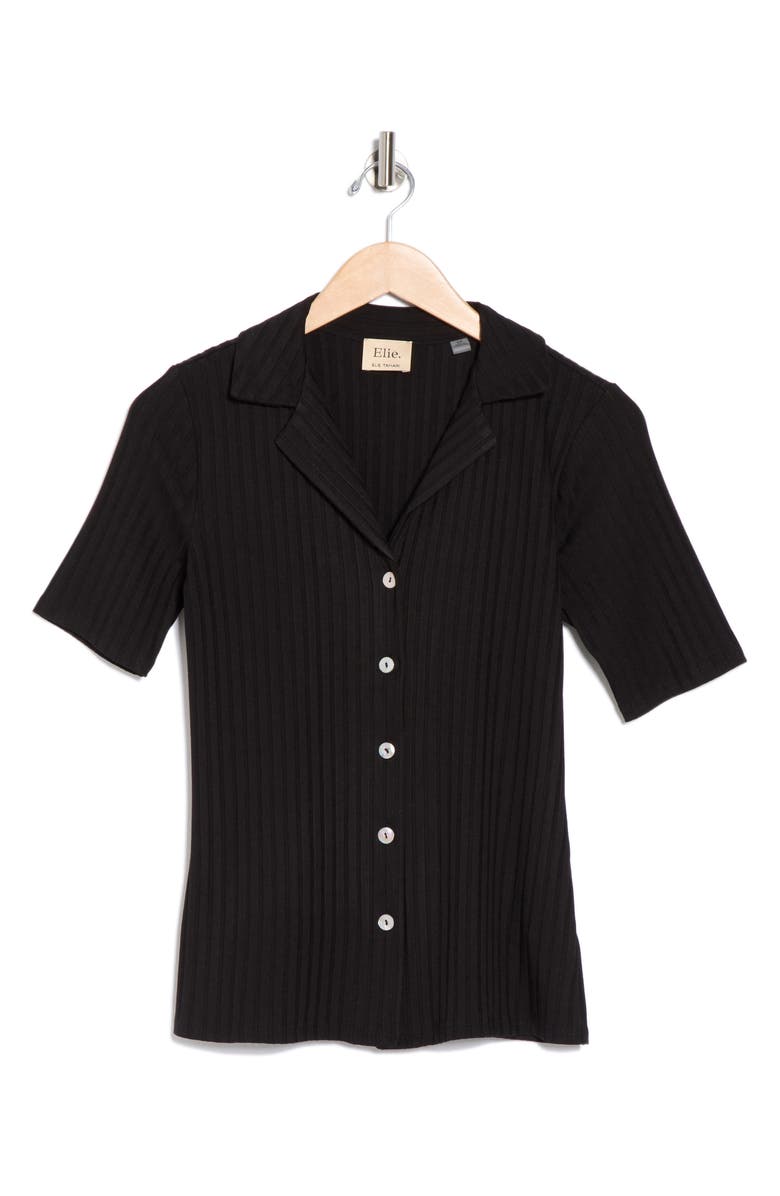 ELIE ELIE TAHARI Textured Stripe Short Sleeve Button-Up Shirt, Alternate, color, 