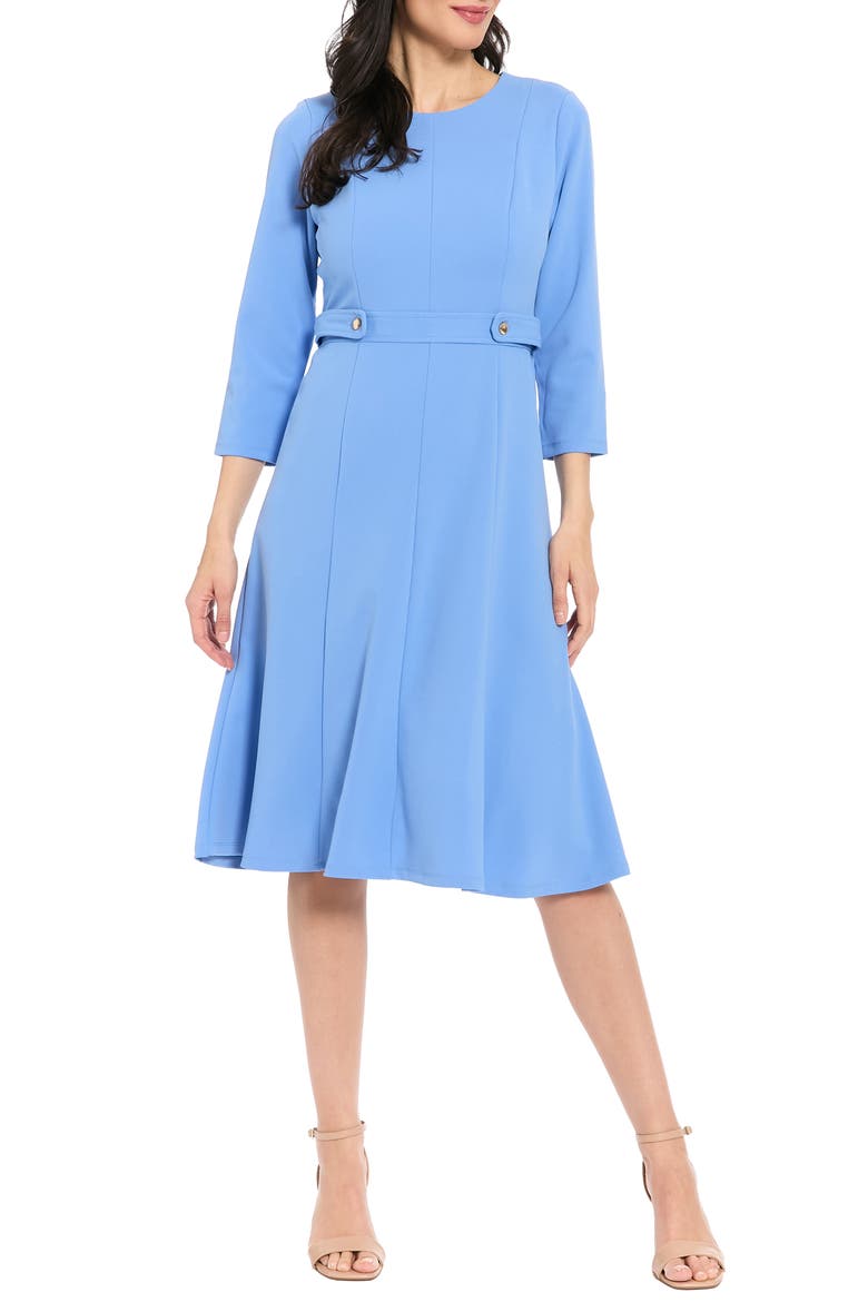 Seamed Midi Dress, Main, color, GRNDA BLUE