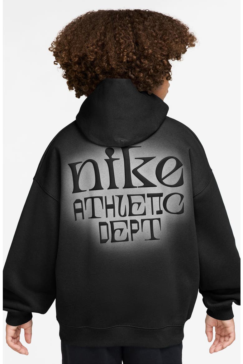 Kids' Sportswear Club Oversize Hoodie, Alternate, color, BLACK/ WHITE