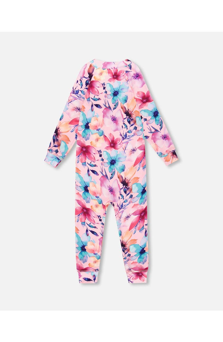 Deux par Deux One-Piece Thermal Underwear Watercolor Flower, Alternate, color, Pink