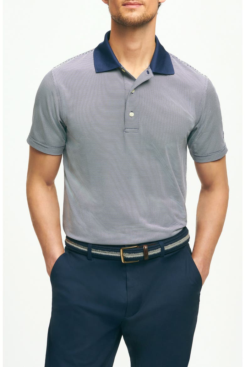 Microstripe Performance Golf Polo, Main, color, NAVY