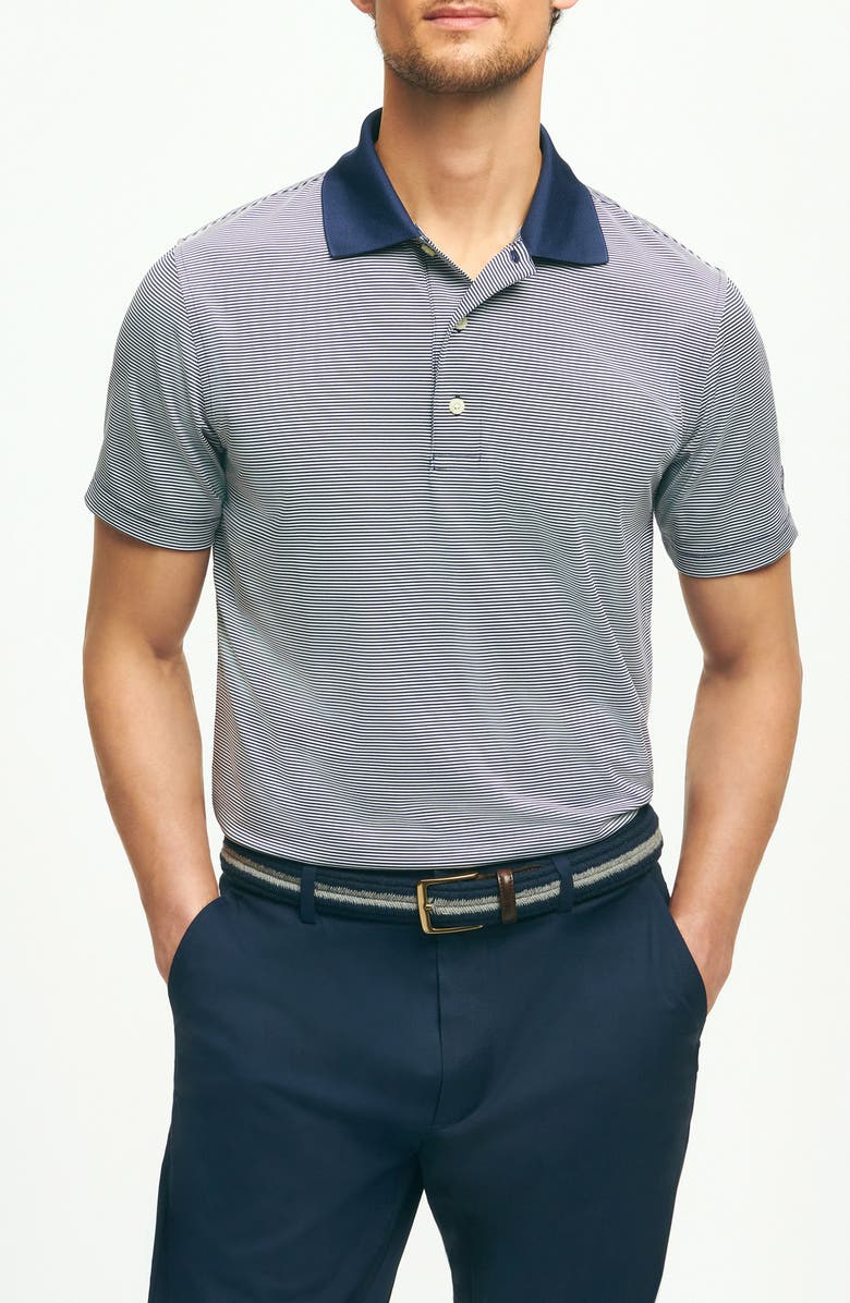 Brooks Brothers Microstripe Performance Golf Polo, Main, color, Navy