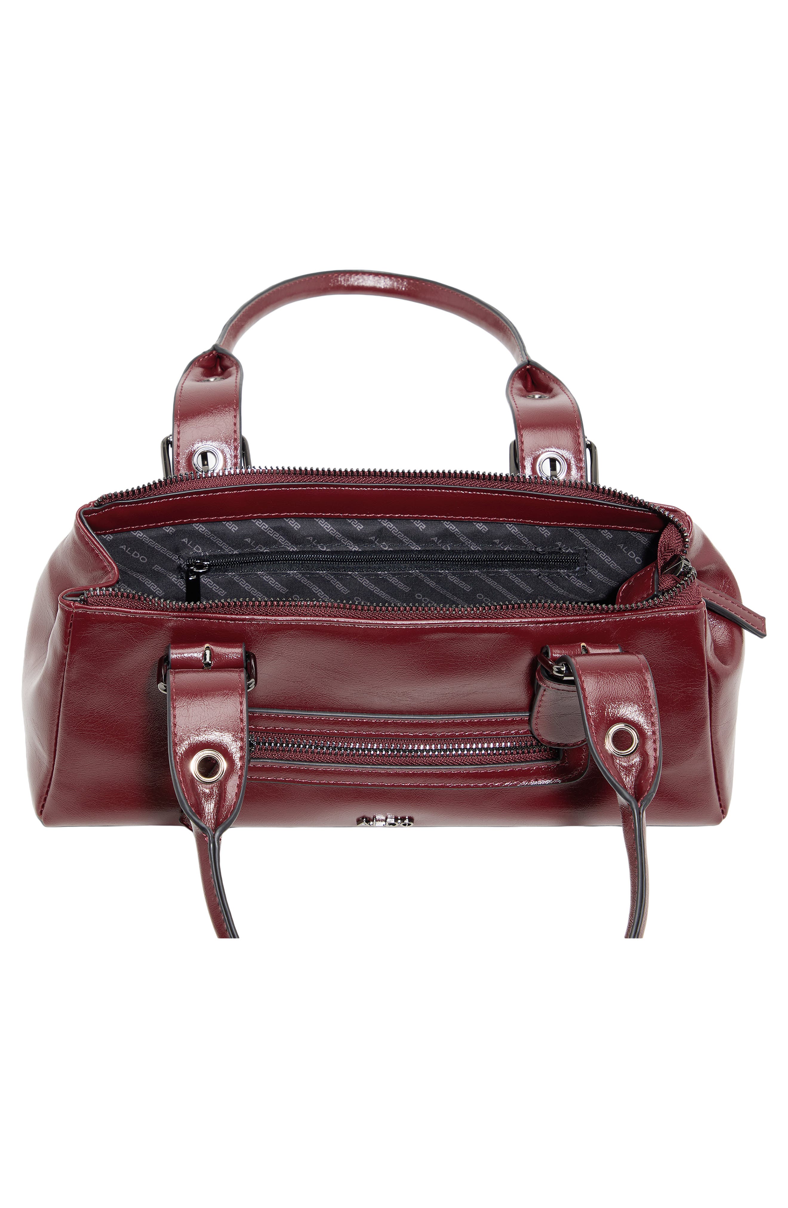 Darabelia Faux Leather Satchel, Alternate, color, BURGUNDY