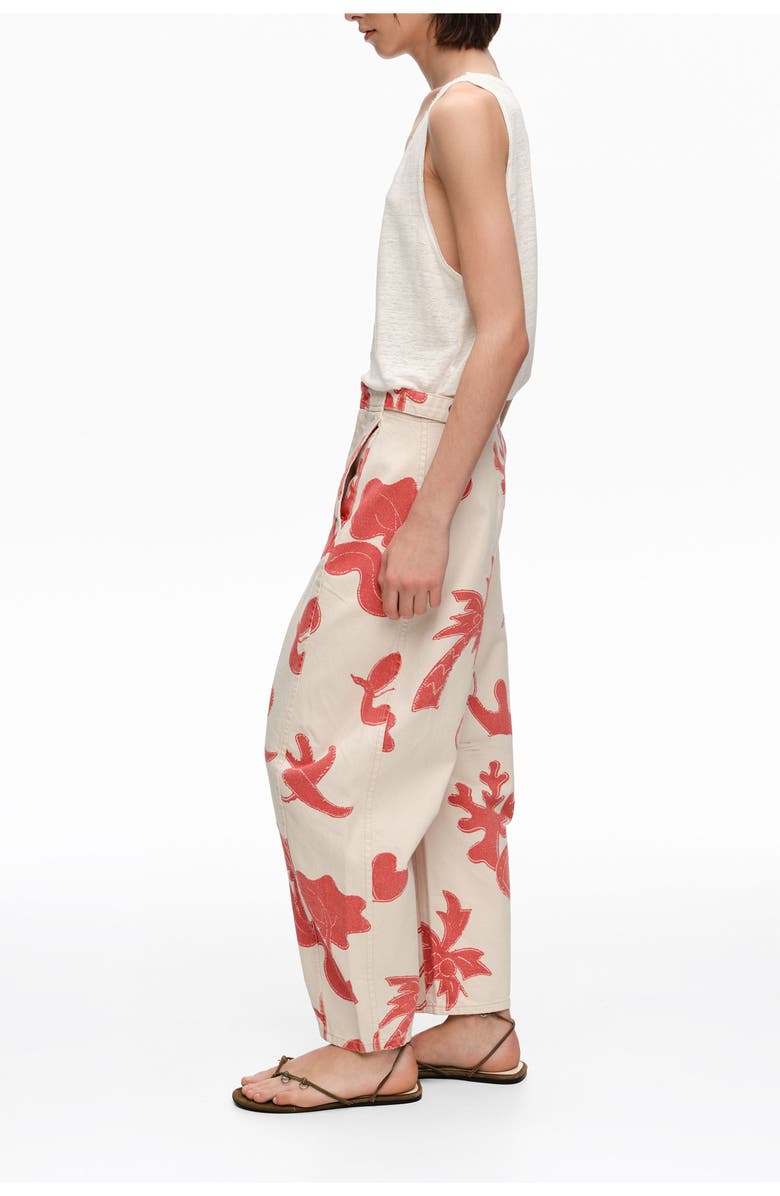 Bimba y Lola Barrel-Leg Cotton Ankle Trousers, Alternate, color, Sand Red