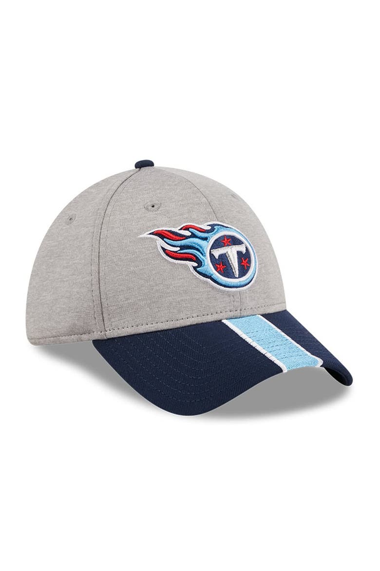 Men's New Era Heather Gray/Navy Tennessee Titans Striped 39THIRTY Flex Hat, Alternate, color, Heather Gray