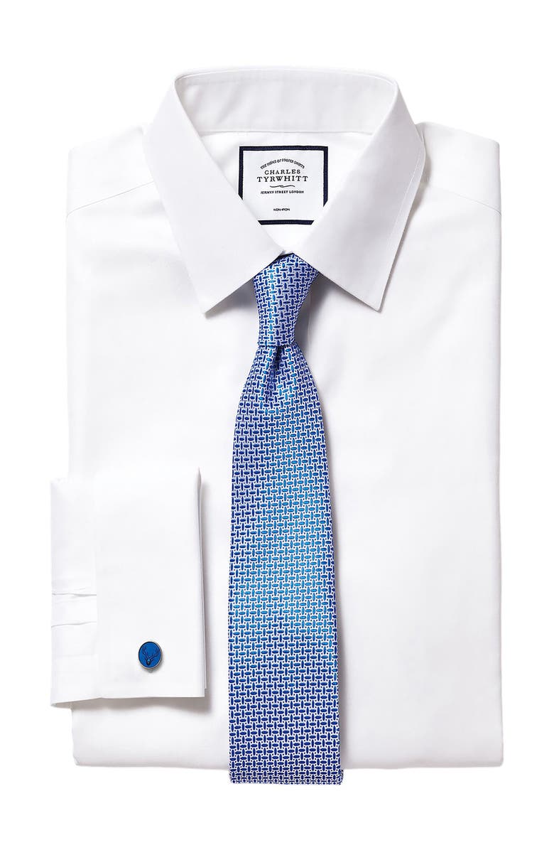 Charles Tyrwhitt Non-Iron Twill Slim Fit Shirt Single Cuff, Alternate, color, White