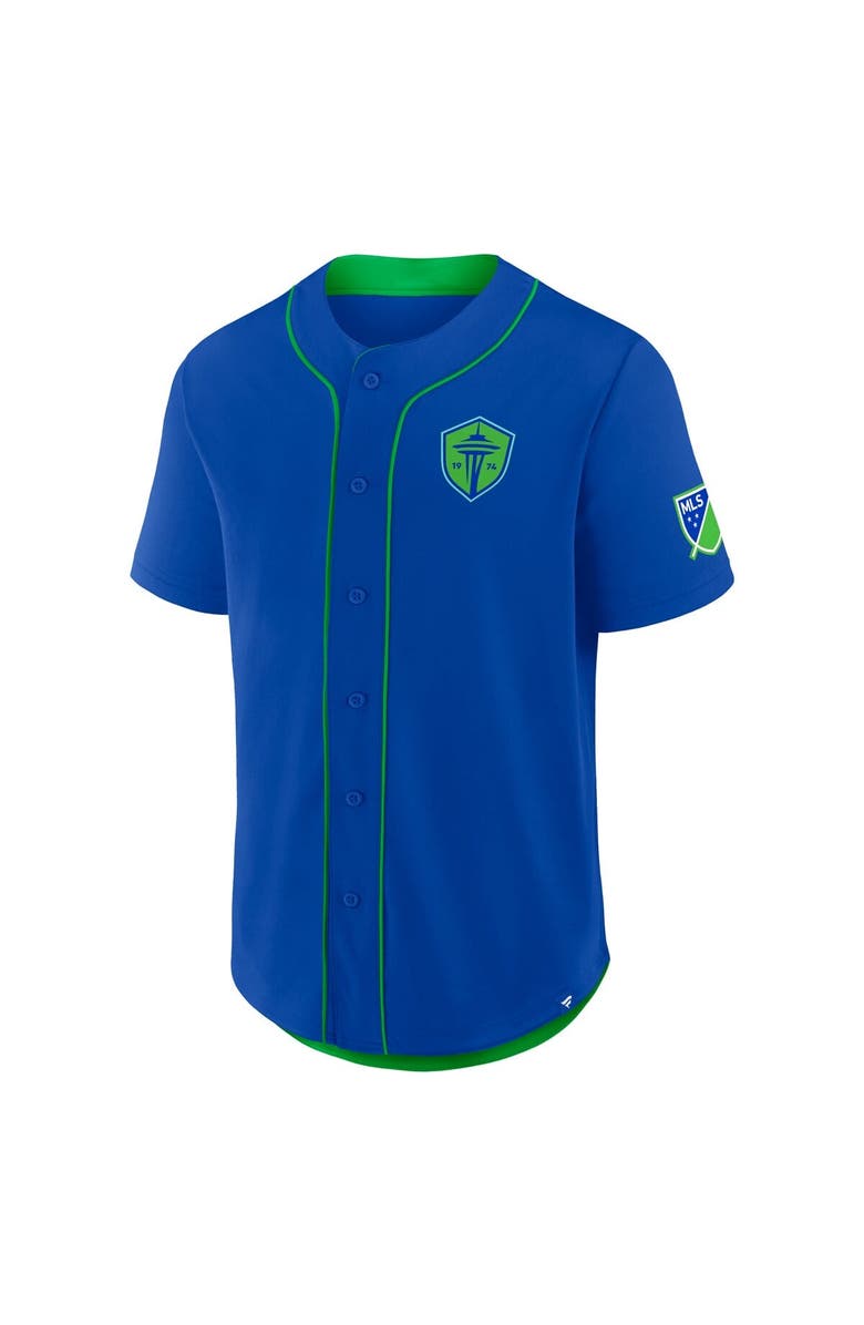 FANATICS Men's Fanatics Blue Seattle Sounders FC Injury Time Baseball Jersey, Alternate, color, 