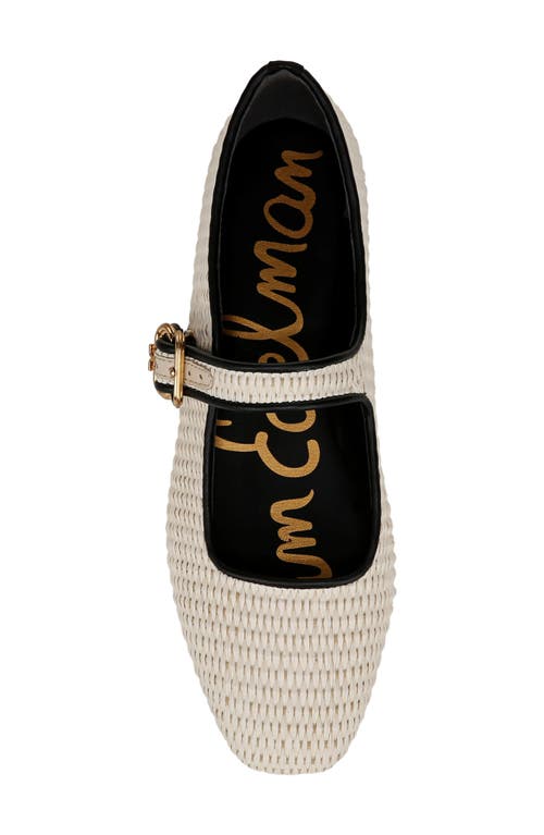 Sam Edelman Michaela Mary Jane Flat Linen Ivory Raffia In Sand
