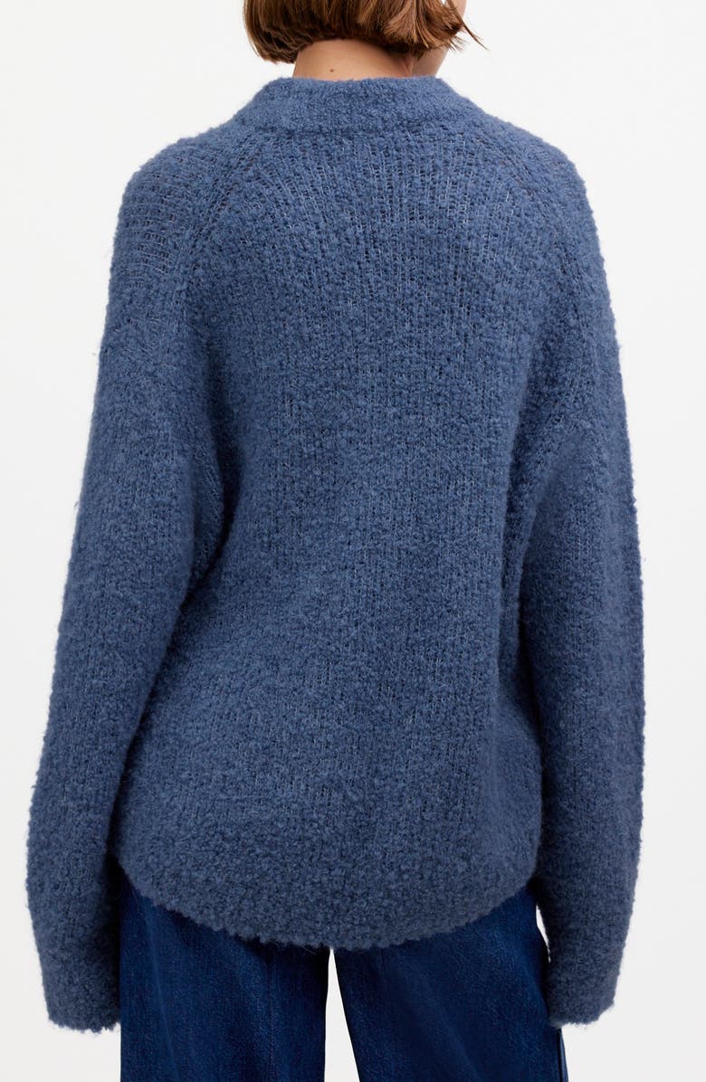 Madewell Wool & Alpaca Blend Bouclé Oversize Sweater, Alternate, color, Heather Denim Blue