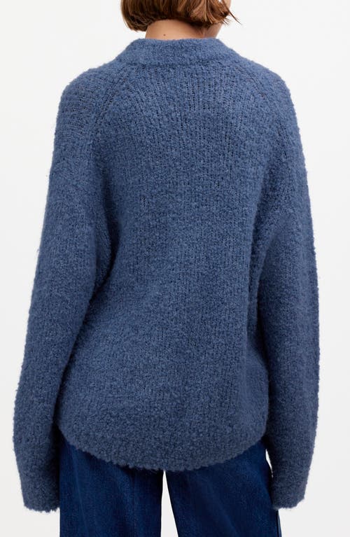 Madewell Wool & Alpaca Blend Bouclé Oversize Sweater In Heather Denim Blue
