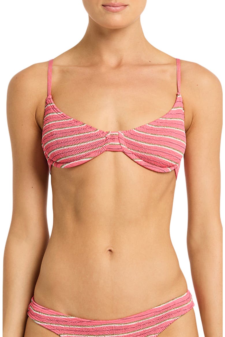 Gracie Stripe Underwire Balconette Bikini Top, Main, color, WATERMELON STRIPE
