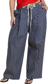 ELOQUII Striped Pant With Rope Belt