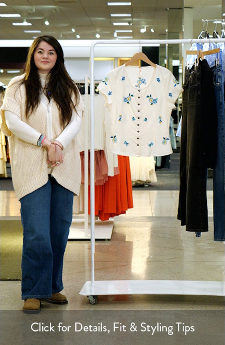 Kelly Floral Embroidered Cotton Peplum Top, sales video thumbnail