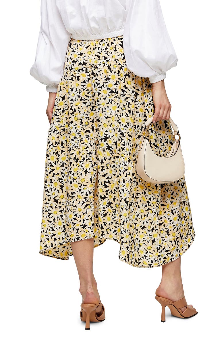 Daisy Tiered Midi Skirt, Alternate, color, YELLOW