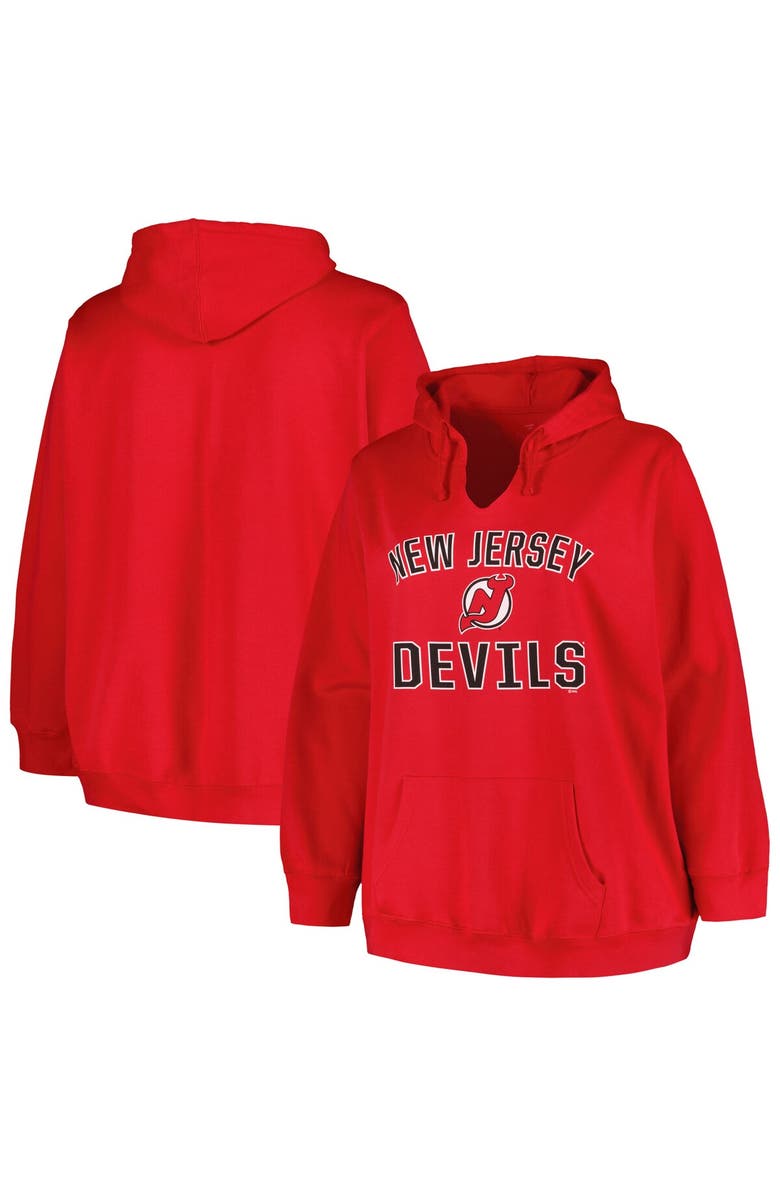 PROFILE Women's Profile Red New Jersey Devils Plus Size Arch Over Logo Pullover Hoodie, Main, color, Red