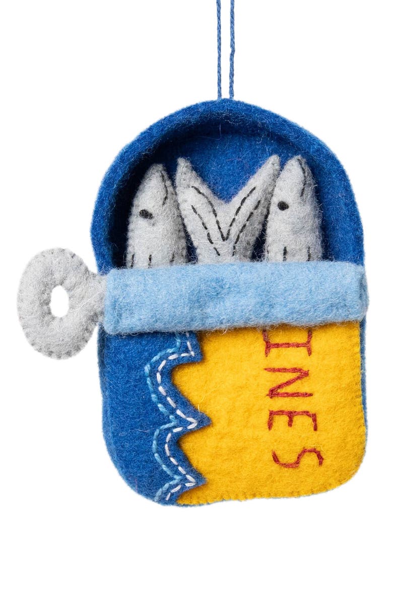 Tin of Sardines Ornament, Main, color, BLUE