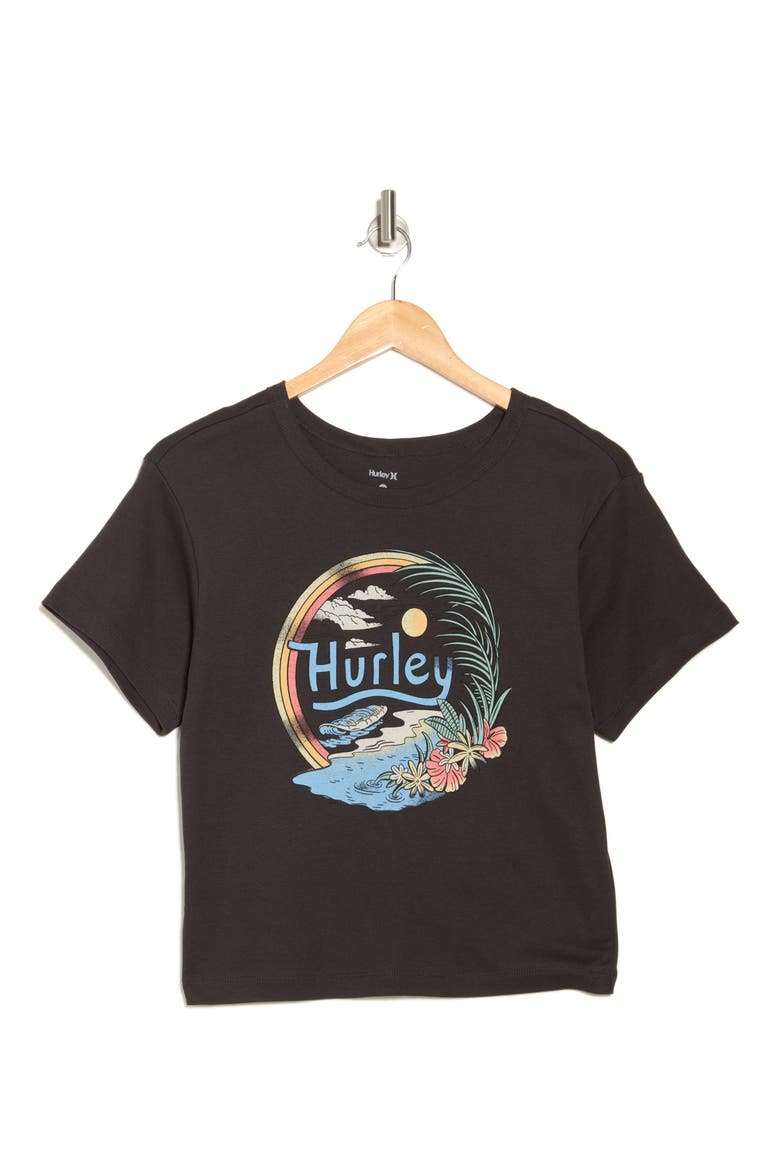 Retro Beach Crop Graphic T-Shirt, Alternate, color, OFF BLACK