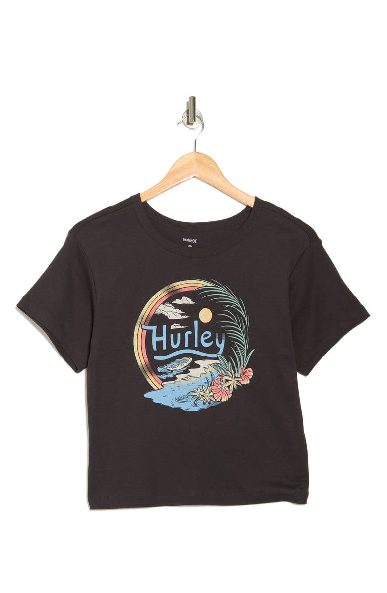 Hurley Retro Beach Crop Graphic T-Shirt, Alternate, color, Off Black
