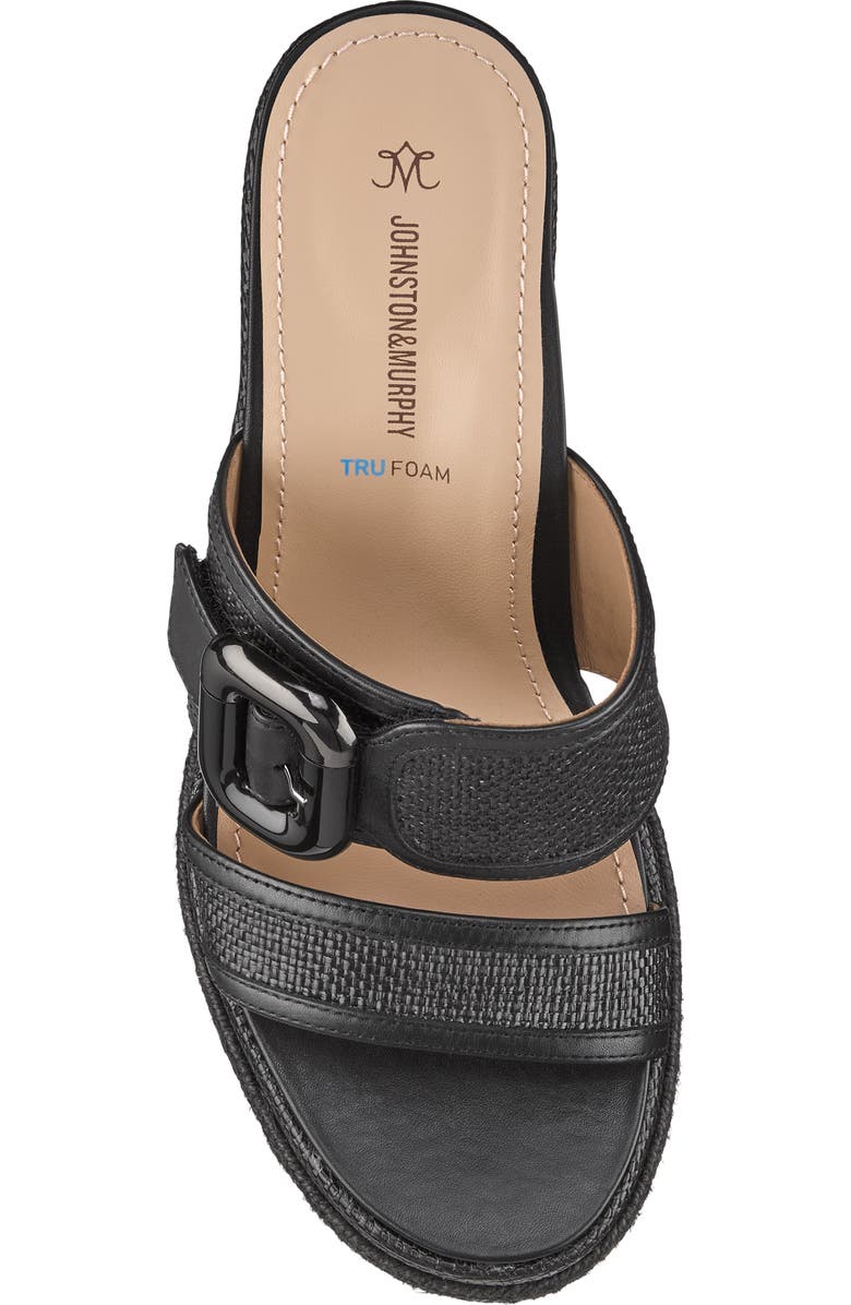 Johnston & Murphy Addison Buckle Platform Wedge Slide Sandal, Alternate, color, Black Raffia/Nappa Leather
